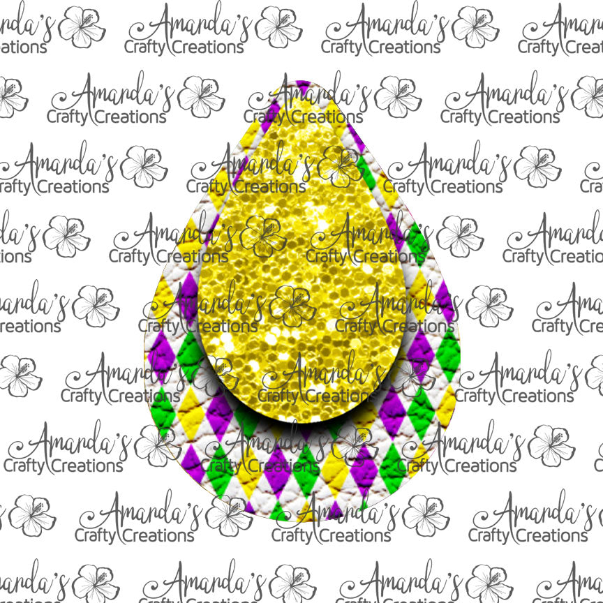 Mardi Gras Yellow Chunk Teardrop Earring Sublimation Design, Hand drawn Teardrop Sublimation earring design, digital download, JPG, PNG