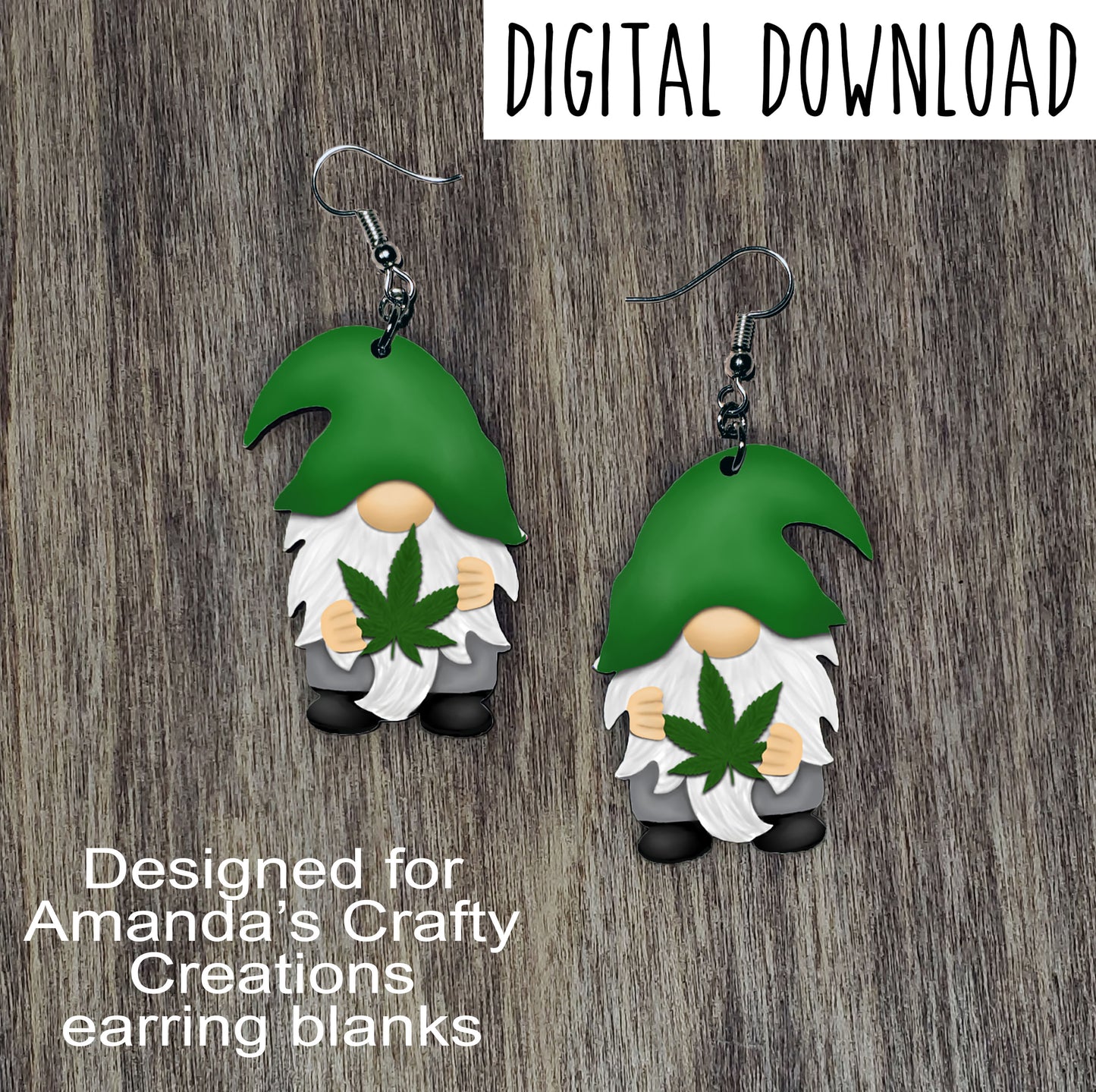 Marijuana Gnome Sublimation Design, Hand drawn Gnome Sublimation earring design, digital download, JPG, PNG