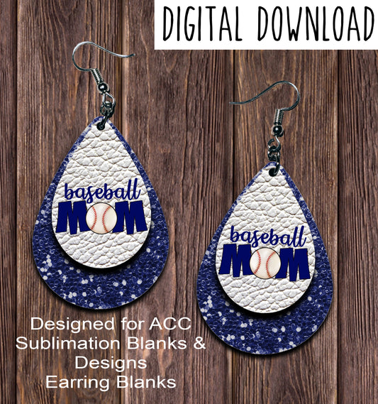 Navy Blue Chunk Baseball Mom Teardrop Earring Sublimation Design, Hand drawn Teardrop Sublimation earring design, digital download, JPG, PNG