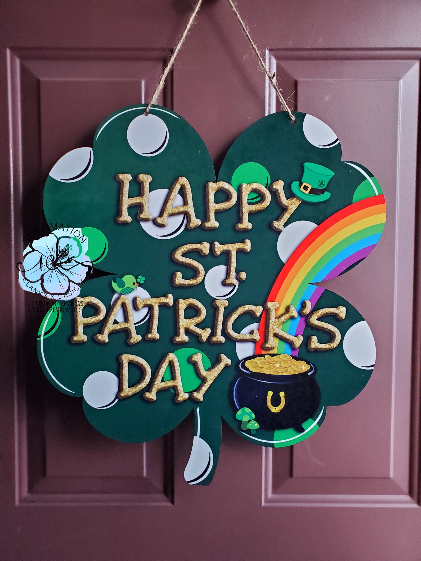 Shamrock hardboard blanks, SHAMROCK door hanger or wall sign sublimation hardboard blank, shamrock sublimation blank, large clover sublimation blank