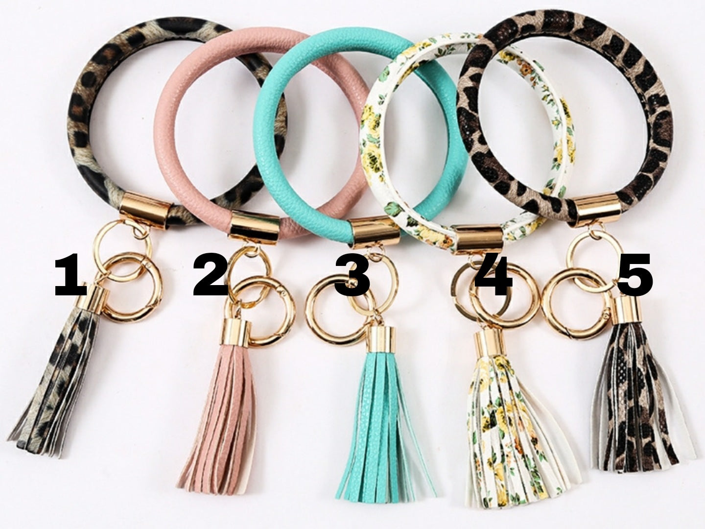 Leather wrapped keychain bracelets with leather tassel and sublimation metal disc RTS
