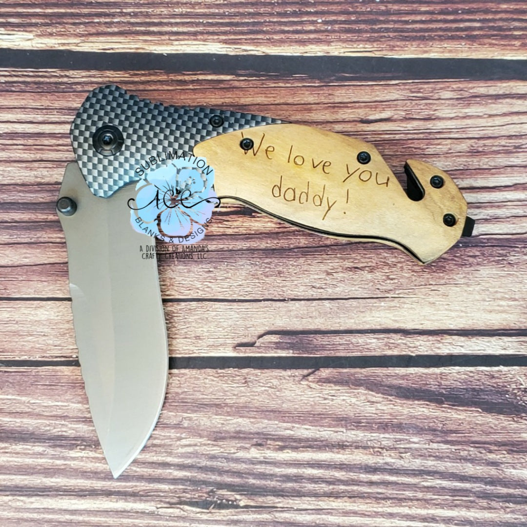 POCKET KNIFE, wood and metal pocket knife for engraving, engraving blanks, pocket knives