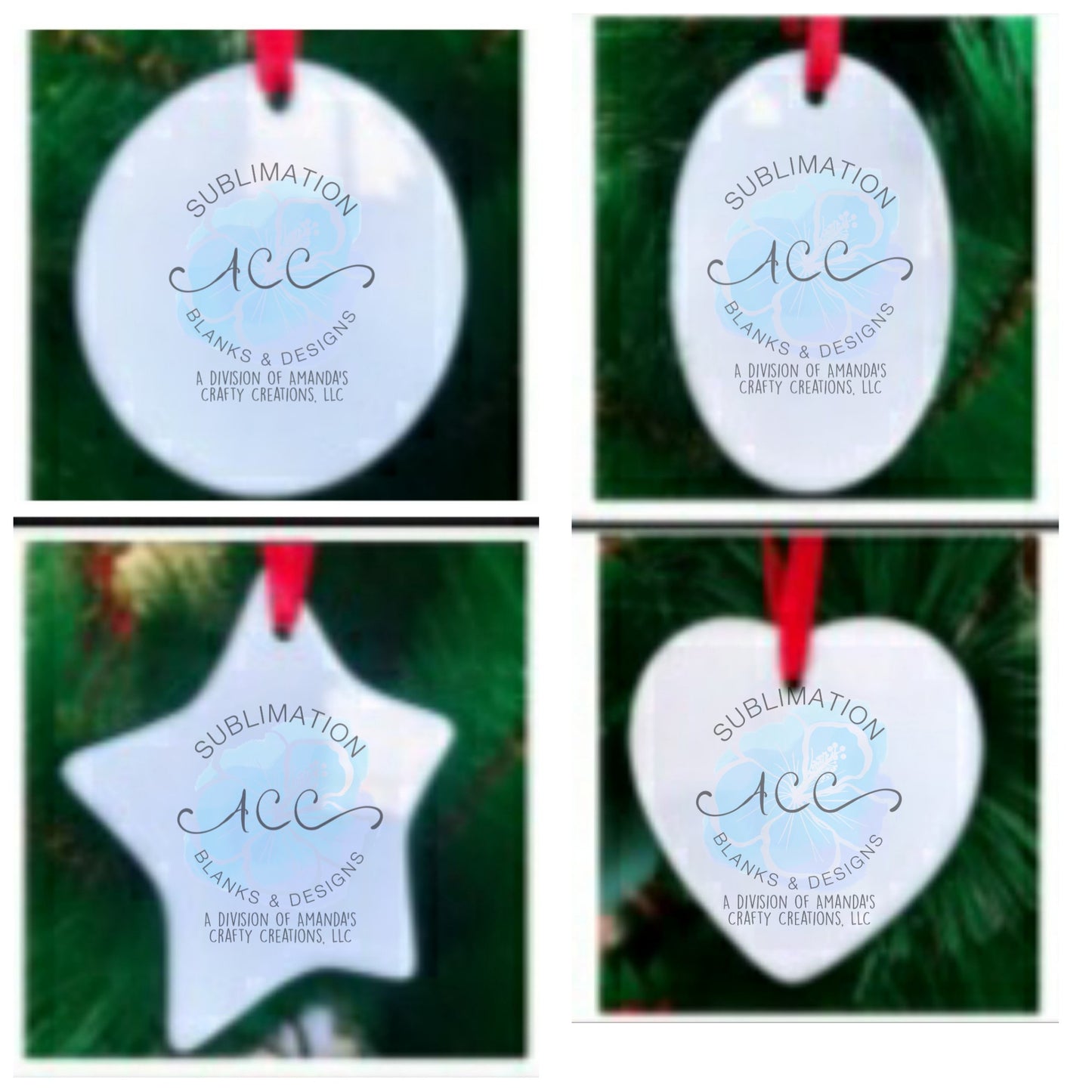 Sublimation PORCELAIN ornament blanks, white double sided RTS