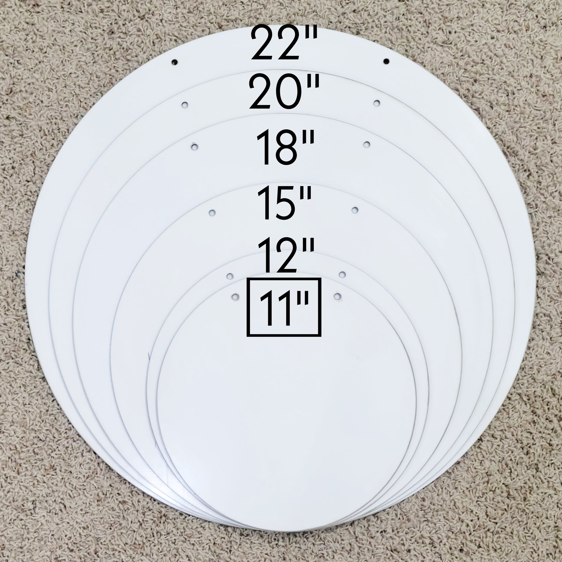 11" Round Hardboard Sublimation Blank – Single or Double-Sided, Dry Erasable Door Hanger, Laser Cut, Glossy Finish