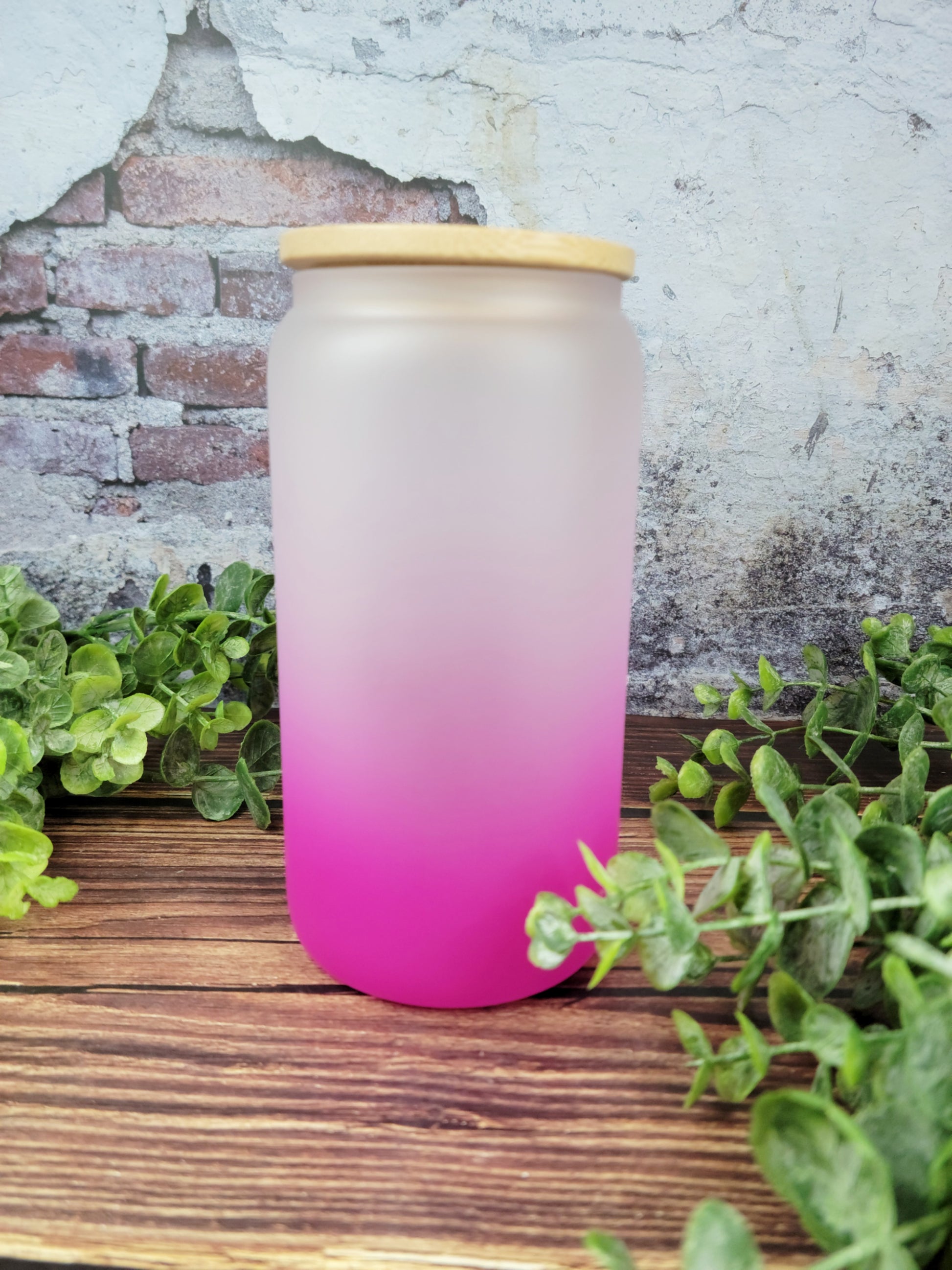 20oz Ombre Frosted Glass Tumbler w/Bamboo Lid | Skinny | Sublimation |  Clearance