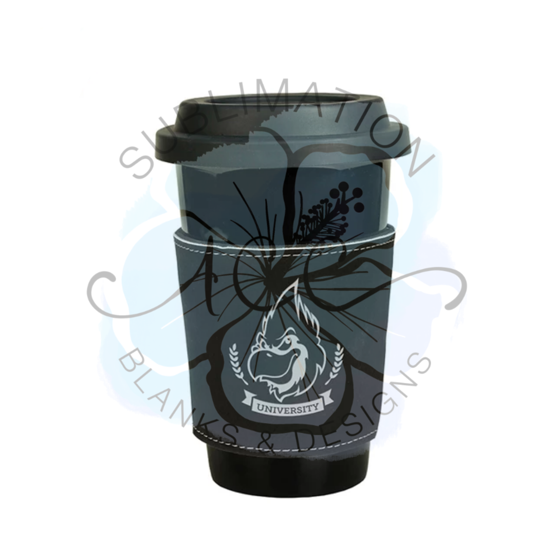 Laserable leatherette coffee cup sleeve, laser friendly cup sleeves, engraveable cup sleeves RTS