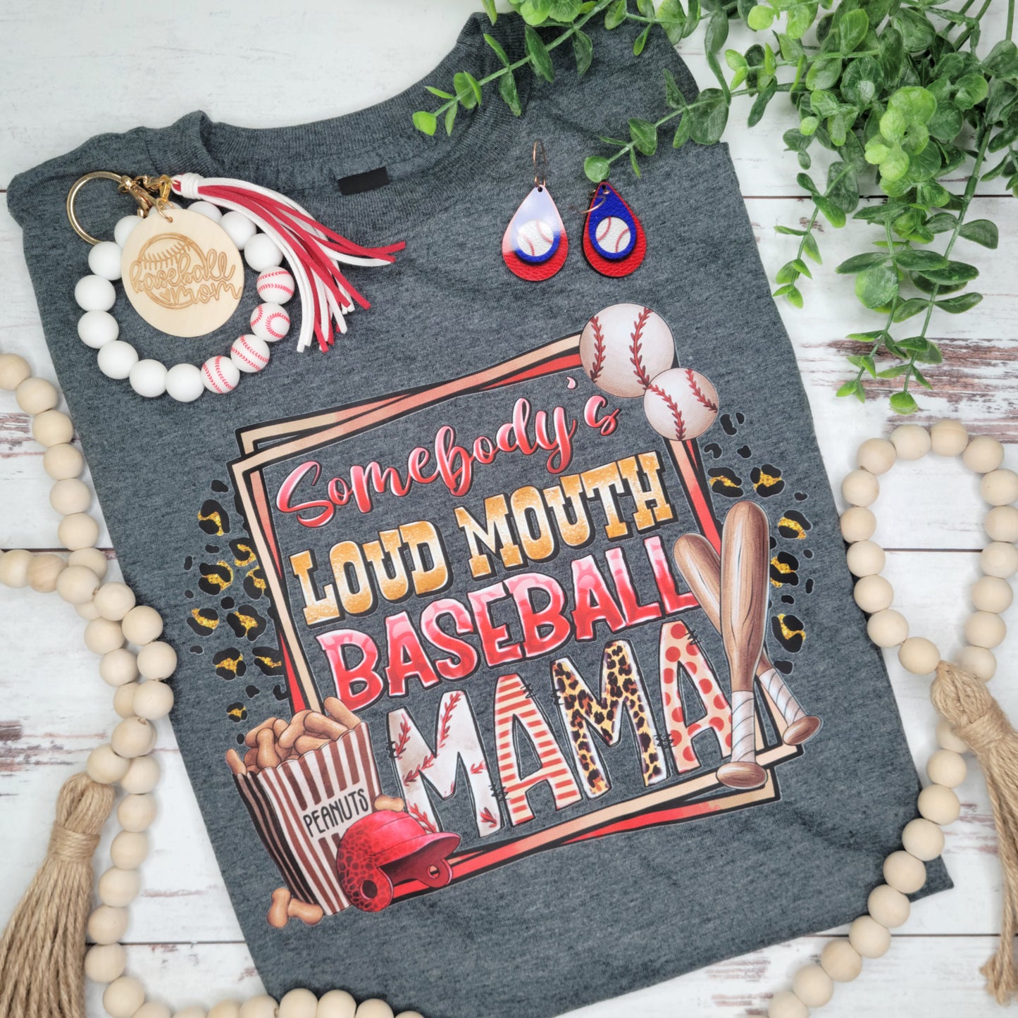 Somebody's Loud Mouth Baseball MAMA DTF Transfer Design