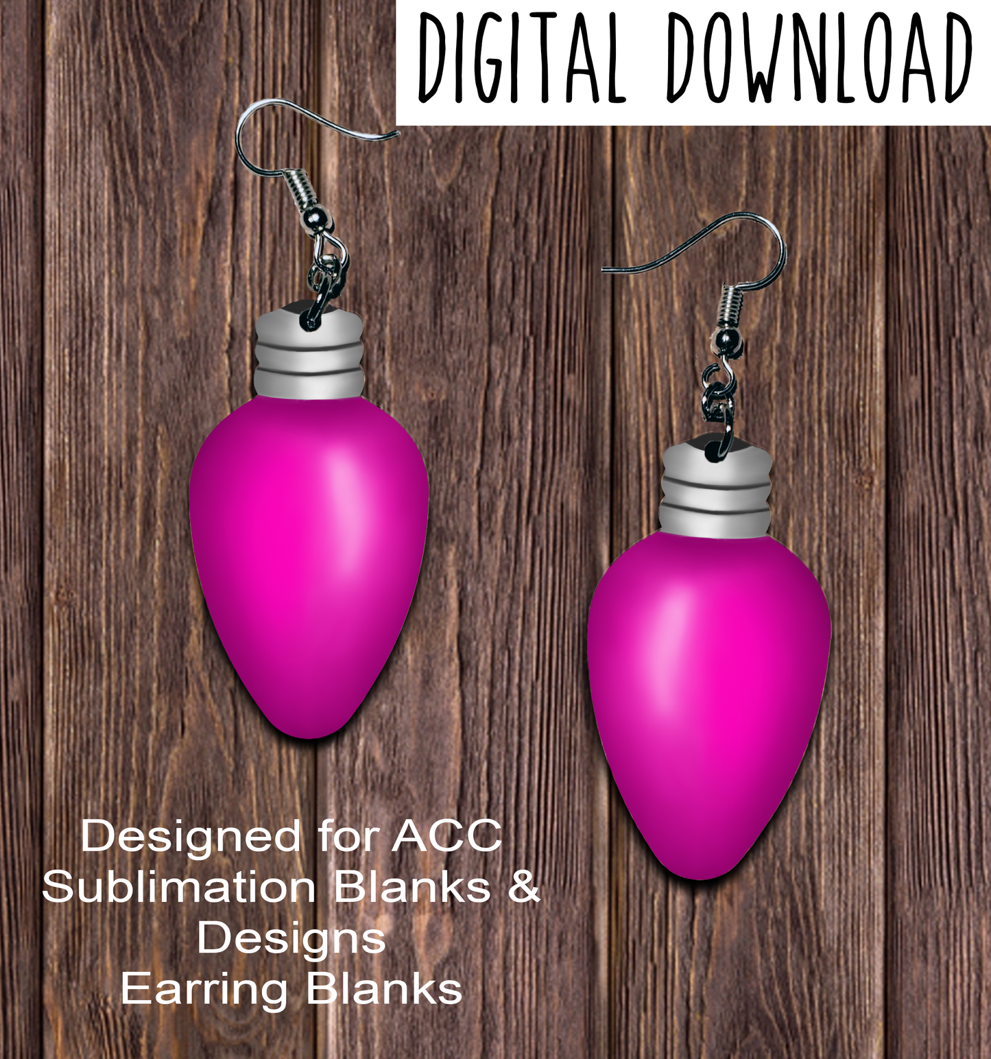 Pink Christmas Light Teardrop Earring Sublimation Design, Hand drawn Teardrop Sublimation earring design, digital download, JPG, PNG