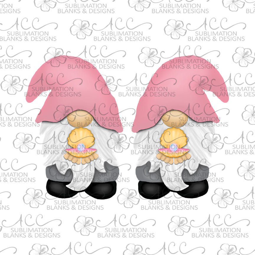 Oyster Pearl Gnome with Light Pink Hat Hat Earring Sublimation Design, Hand drawn Gnome Sublimation earring design, digital download, JPG, PNG