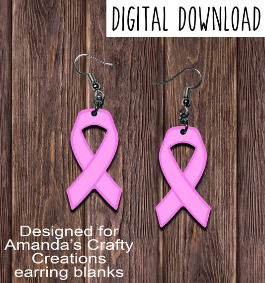 Pink Awareness Ribbon Sublimation Earring Sublimation Design, Hand drawn Awareness Ribbon Sublimation earring design, digital download, JPG, PNG