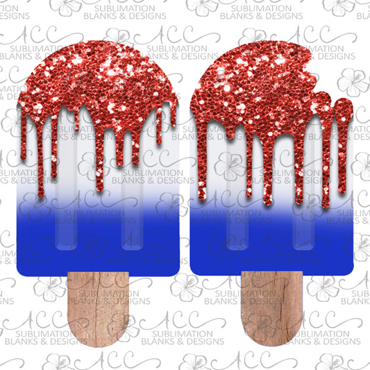 Glitter Red White Blue Popsicle Earring Sublimation Design, Hand drawn Popsicle Sublimation earring design, digital download, JPG, PNG