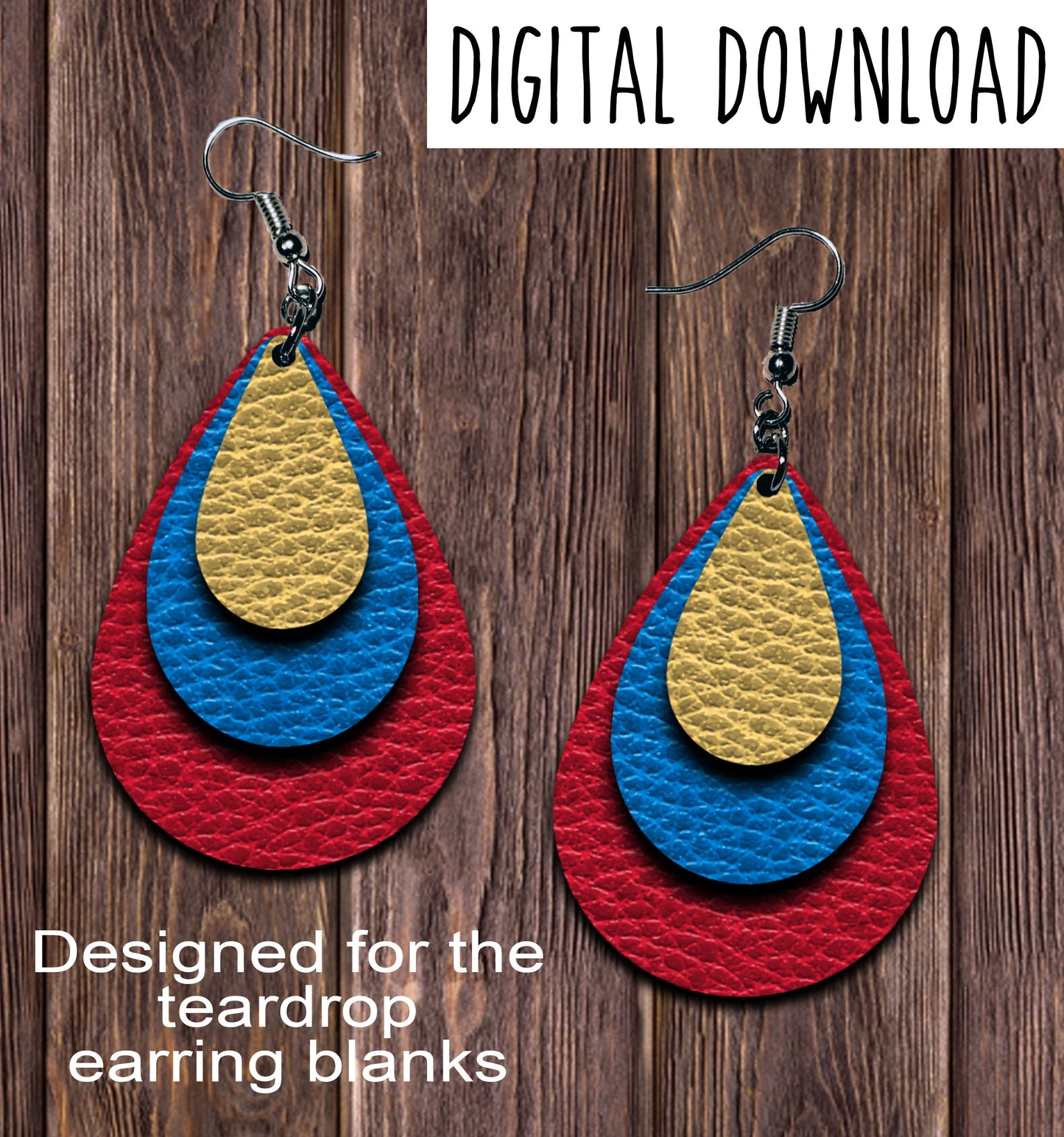 Primary Colors Teardrop Earring Sublimation Design, Hand drawn Teardrop Sublimation earring design, digital download, JPG, PNG