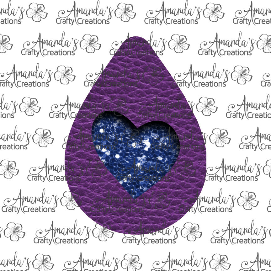 Purple Blue Glitter Heart Cut Out Teardrop Earring Sublimation Design, Hand drawn Teardrop Sublimation earring design, digital download, JPG, PNG