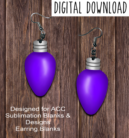 Purple Christmas Light Teardrop Earring Sublimation Design, Hand drawn Teardrop Sublimation earring design, digital download, JPG, PNG