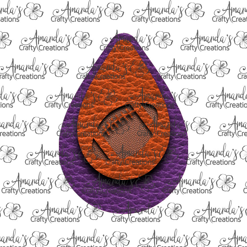 Purple Orange Football Cut OutTeardrop Earring Sublimation Design, Hand drawn Teardrop Sublimation earring design, digital download, JPG, PNG