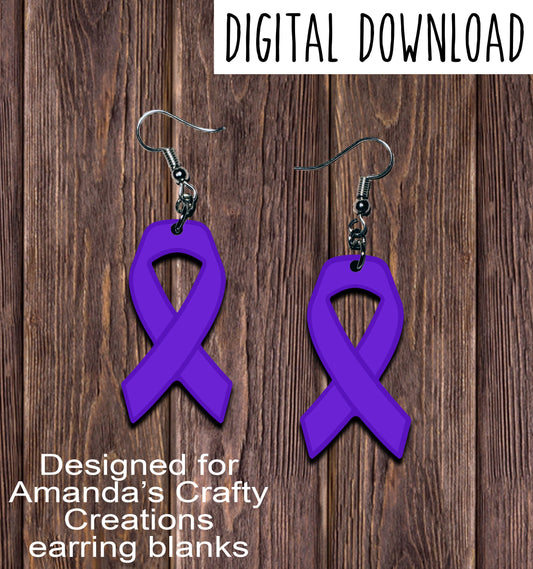 Purple Awareness Ribbon Sublimation Earring Sublimation Design, Hand drawn Awareness Ribbon Sublimation earring design, digital download, JPG, PNG