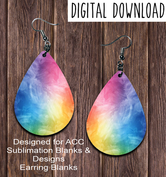 Rainbow Teardrop Earring Sublimation Design, Hand drawn Teardrop Sublimation earring design, digital download, JPG, PNG