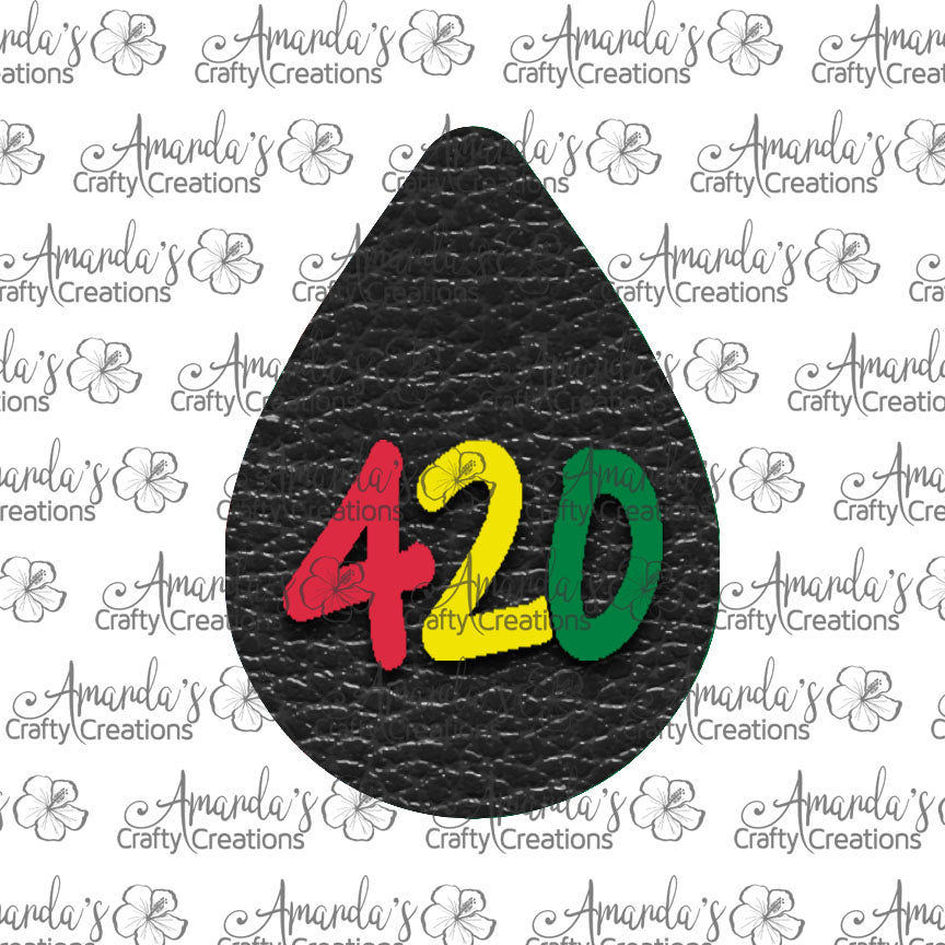 Rasta 420 (2) Teardrop Earring Sublimation Design, Hand drawn Teardrop Sublimation earring design, digital download, JPG, PNG