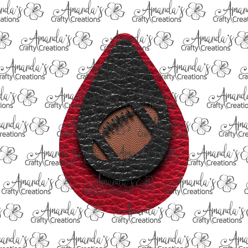 Red Black Football Cut Out Teardrop Earring Sublimation Design, Hand drawn Teardrop Sublimation earring design, digital download, JPG, PNG
