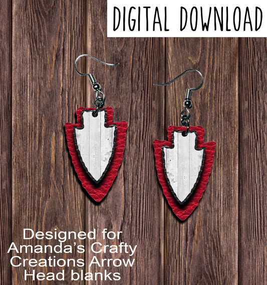 Red Black Wood Arrowhead Sublimation Earring Sublimation Design, Hand drawn Arrowhead Sublimation earring design, digital download, JPG, PNG