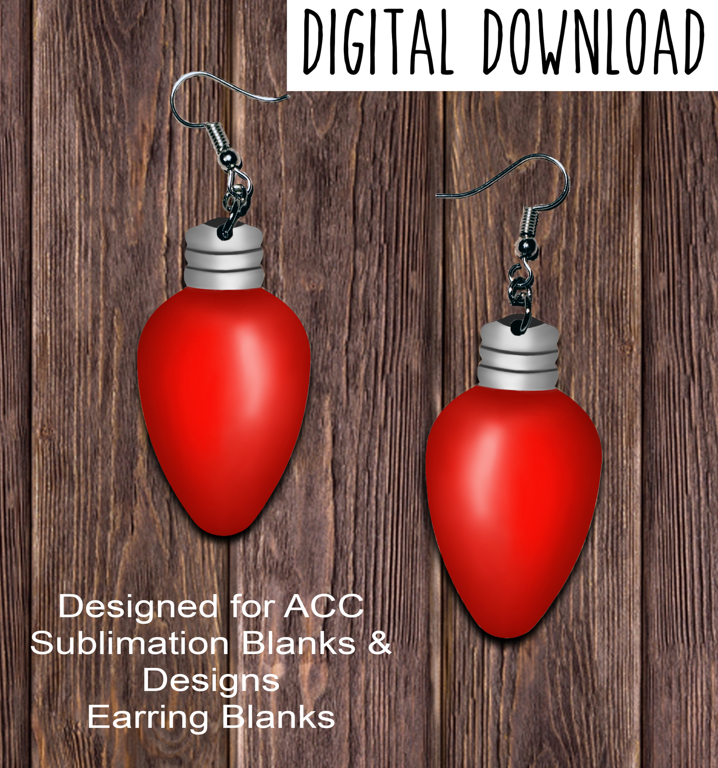 Red Christmas Light Teardrop Earring Sublimation Design, Hand drawn Teardrop Sublimation earring design, digital download, JPG, PNG