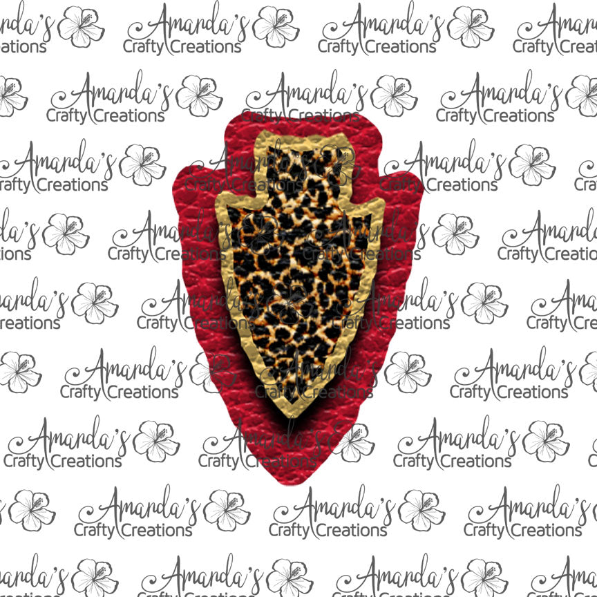 Red Gold Leopard Arrowhead Sublimation Earring Sublimation Design, Hand drawn Arrowhead Sublimation earring design, digital download, JPG, PNG