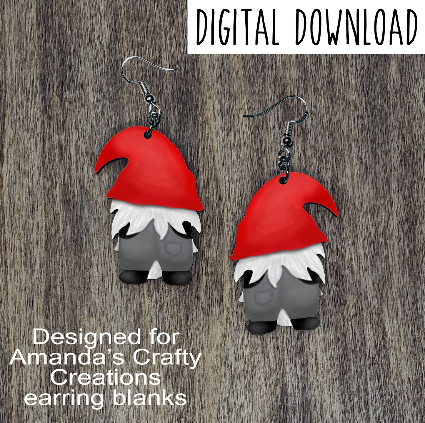 Red Hat Gnome Sublimation Design, Hand drawn Gnome Sublimation earring design, digital download, JPG, PNG
