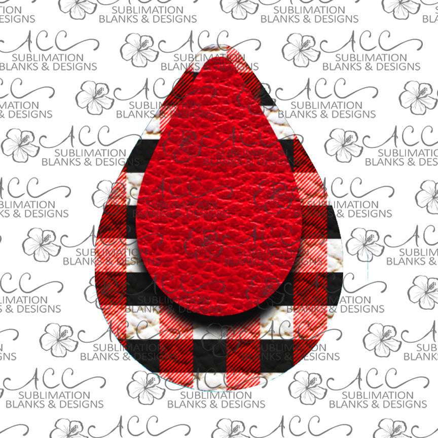 Red White Black Buffalo Plaid Teardrop Earring Sublimation Design, Hand drawn Teardrop Sublimation earring design, digital download, JPG, PNG