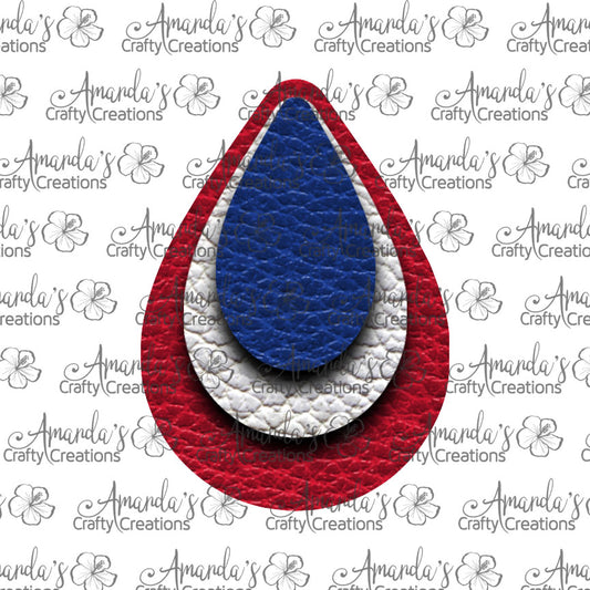 Red White Blue Teardrop Earring Sublimation Design, Hand drawn Teardrop Sublimation earring design, digital download, JPG, PNG