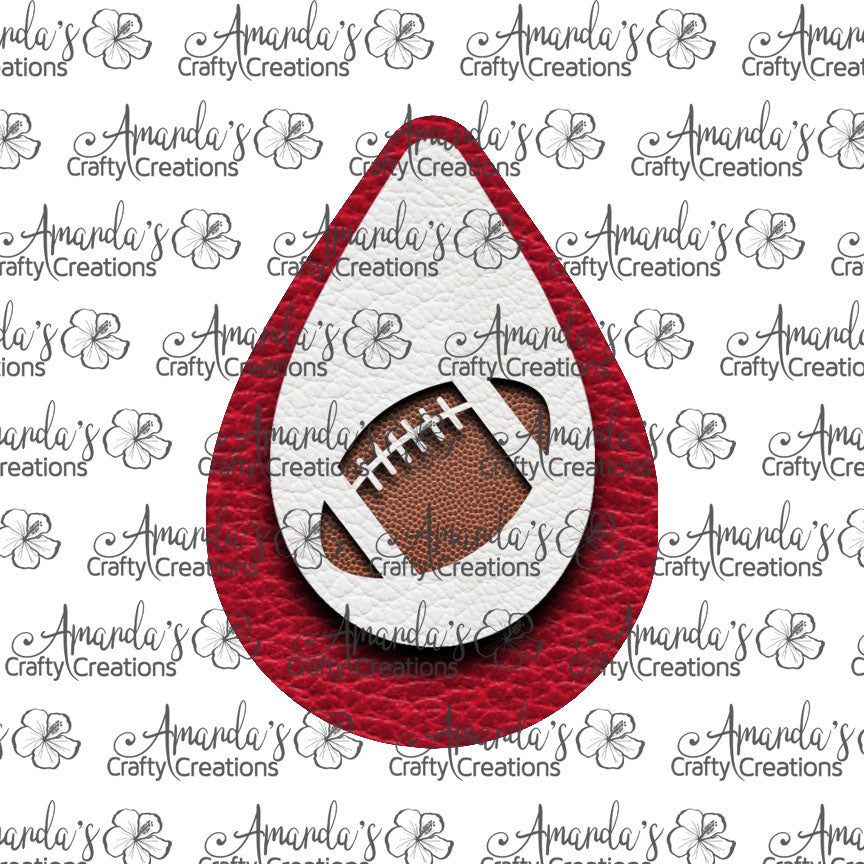 Red White Football Cut Out Teardrop Earring Sublimation Design, Hand drawn Teardrop Sublimation earring design, digital download, JPG, PNG
