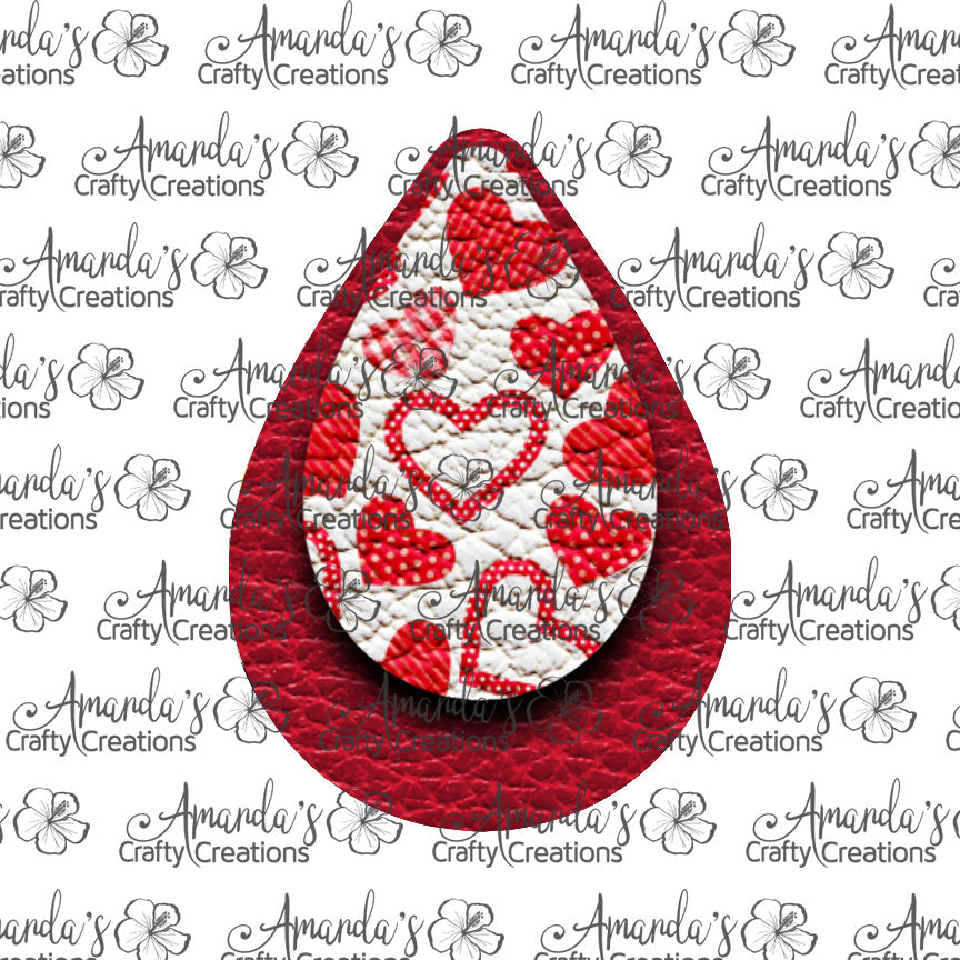 Red Hearts Teardrop Earring Sublimation Design, Hand drawn Teardrop Sublimation earring design, digital download, JPG, PNG