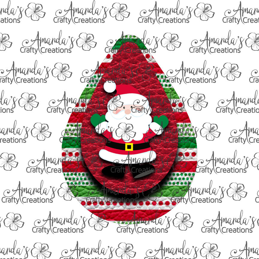 Santa Teardrop Earring Sublimation Design, Hand drawn Teardrop Sublimation earring design, digital download, JPG, PNG