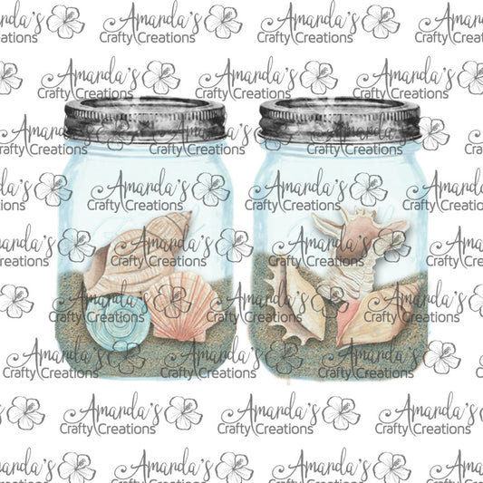 Seashell Blue Mason Jar Earring Sublimation Design, Hand drawn Mason Jar Sublimation earring design, digital download, JPG, PNG