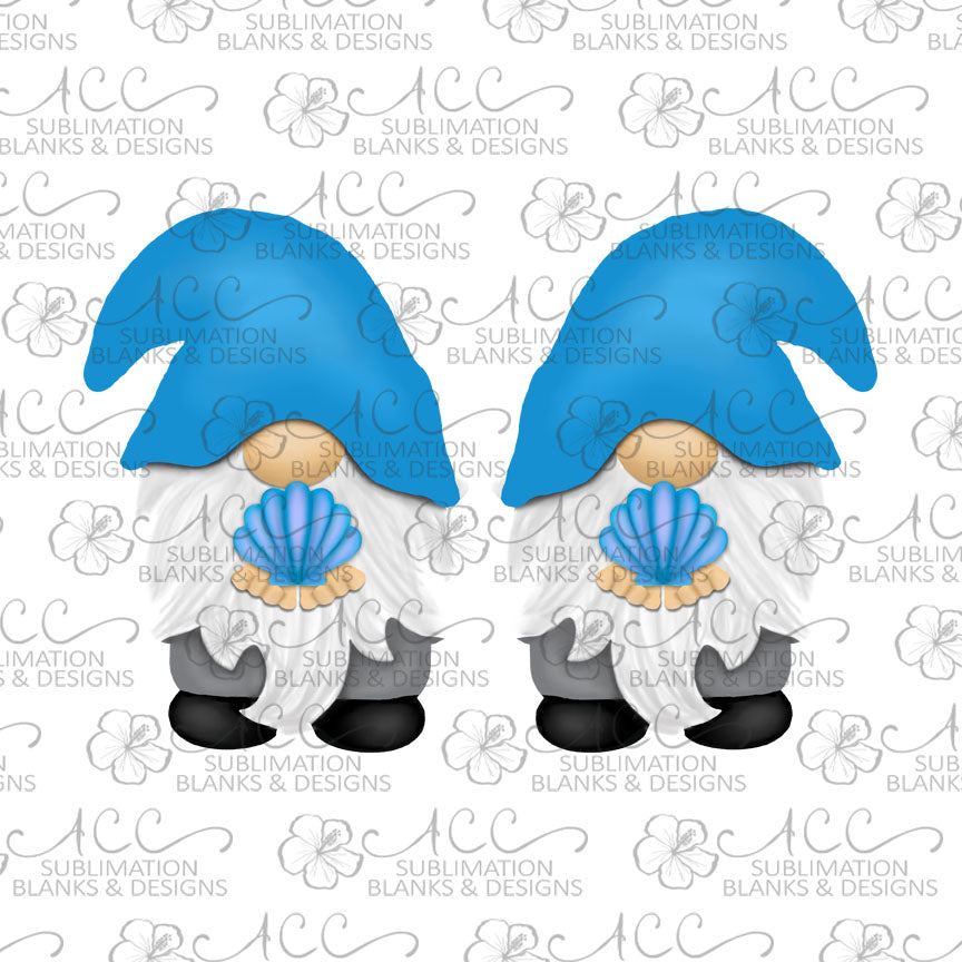 Seashell Gnome with Light Blue Hat Hat Earring Sublimation Design, Hand drawn Gnome Sublimation earring design, digital download, JPG, PNG