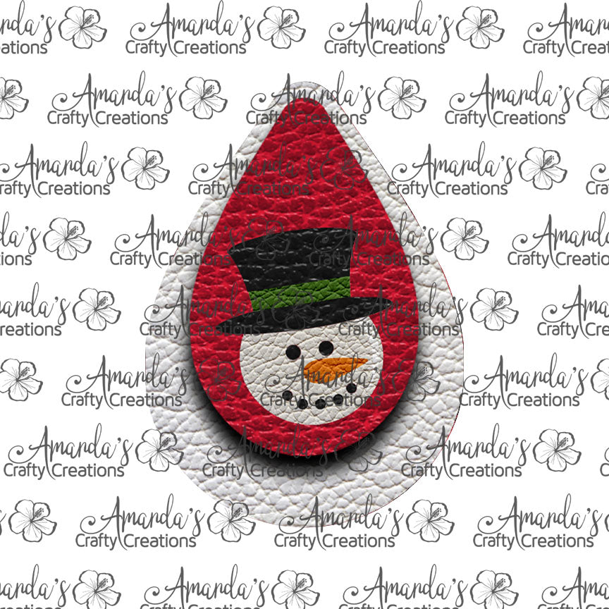 Snowman Head Teardrop Earring Sublimation Design, Hand drawn Teardrop Sublimation earring design, digital download, JPG, PNG