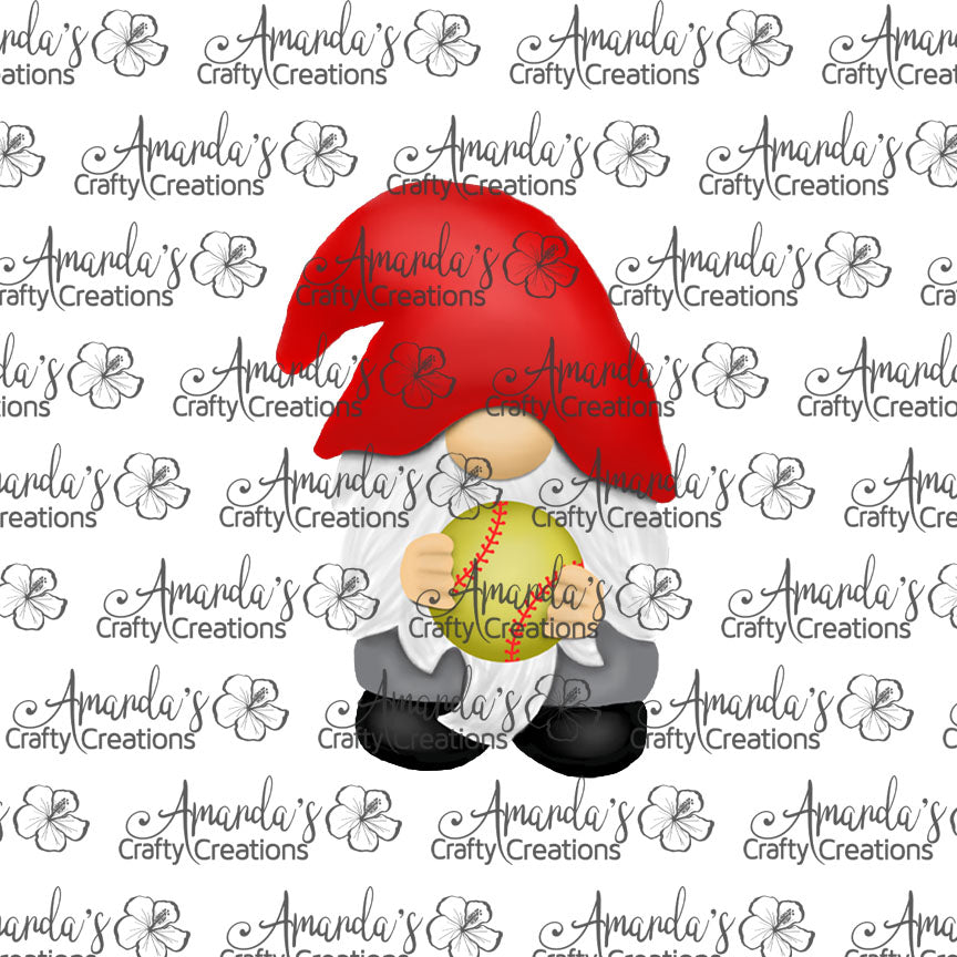 Softball Gnome with Ball Red Hat Sublimation Design, Hand drawn Gnome Sublimation earring design, digital download, JPG, PNG