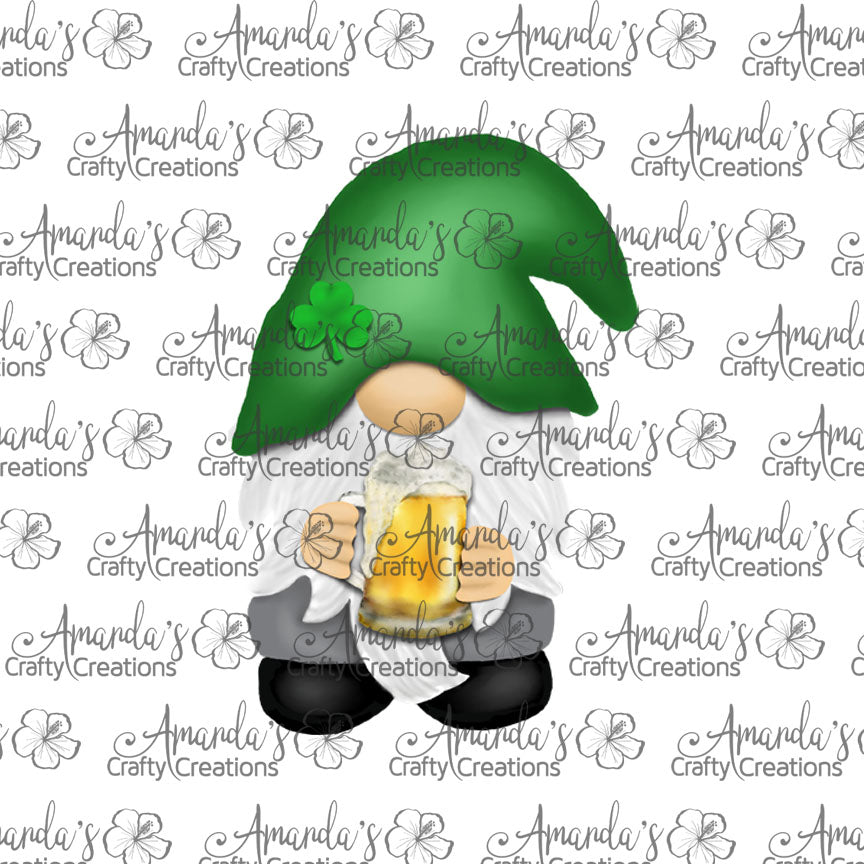 St. Patrick's Gnome with Beer Sublimation Design, Hand drawn Gnome Sublimation earring design, digital download, JPG, PNG