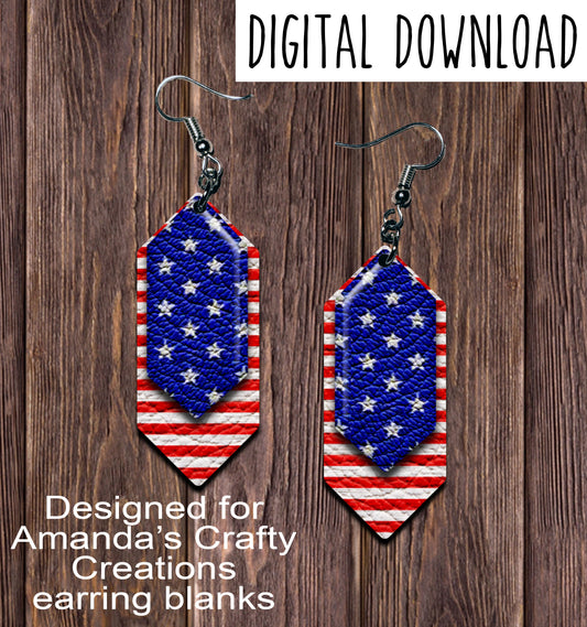 Stars and Stripes Cascade Sublimation Earring Sublimation Design, Hand drawn Cascade Sublimation earring design, digital download, JPG, PNG