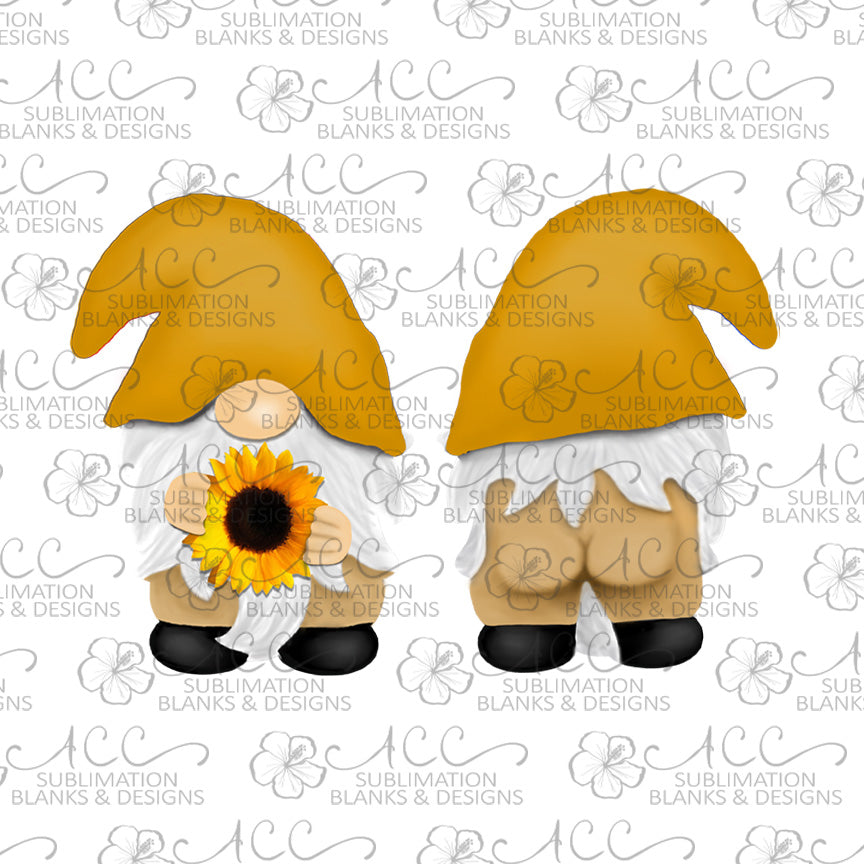Double Sided Naked Gnome with Orange Hat Sublimation Design, Sunflower naked gnome design, Hand drawn Gnome Sublimation earring design, digital download, JPG, PNG