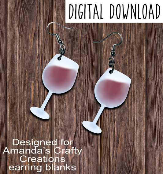 Tilted Red Wine Glasses Earring Sublimation Design, Hand drawn Wine Glasses Sublimation earring design, digital download, JPG, PNG
