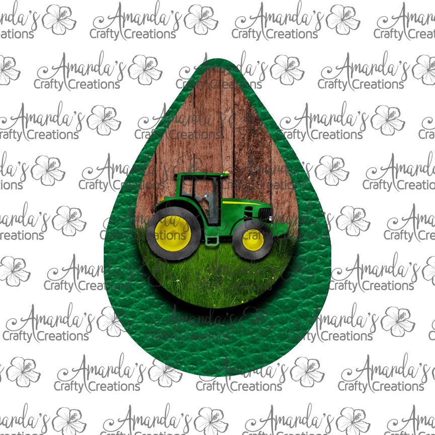 Tractor Green Teardrop Earring Sublimation Design, Hand drawn Teardrop Sublimation earring design, digital download, JPG, PNG
