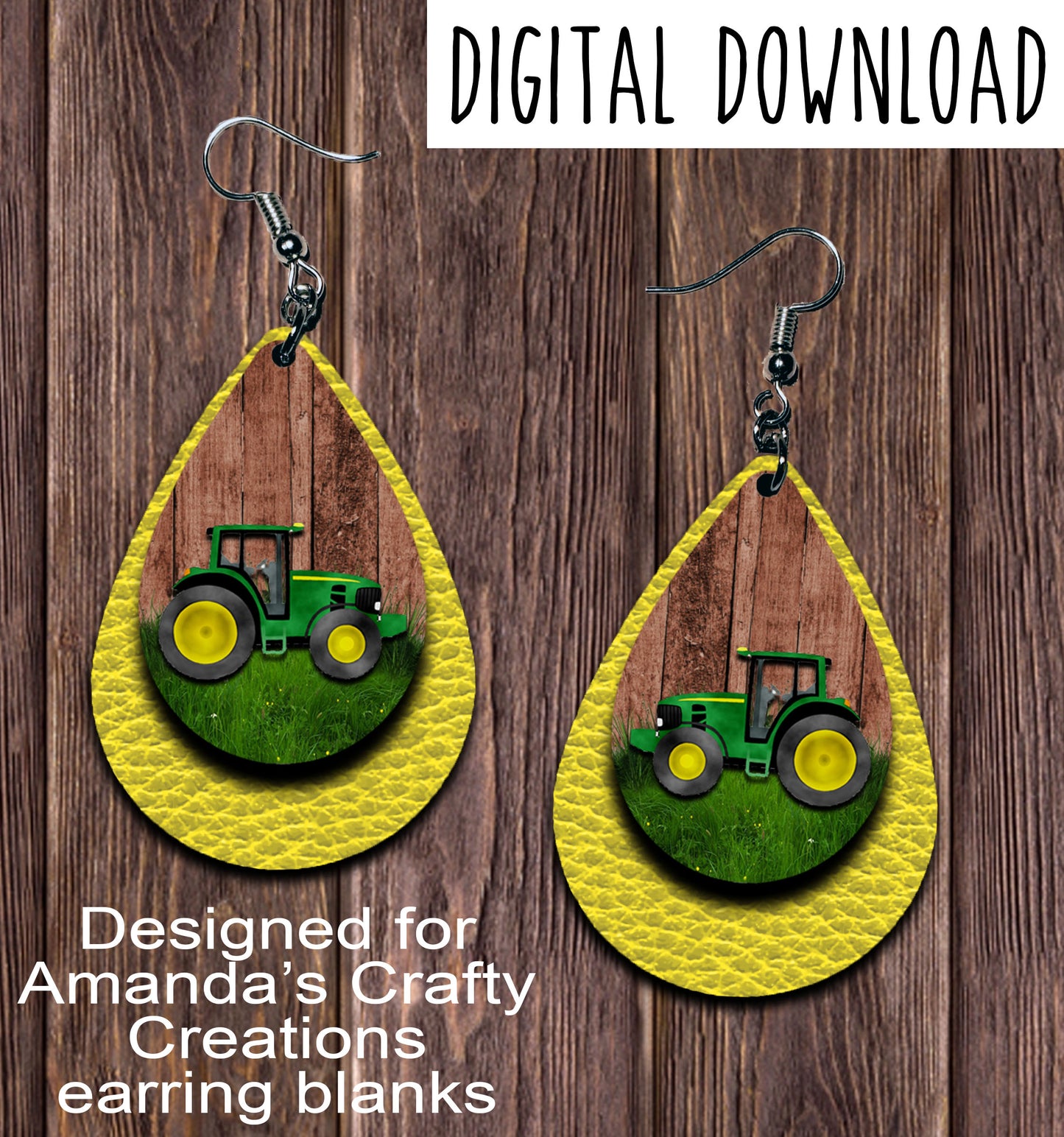 Tractor Yellow Teardrop Earring Sublimation Design, Hand drawn Teardrop Sublimation earring design, digital download, JPG, PNG