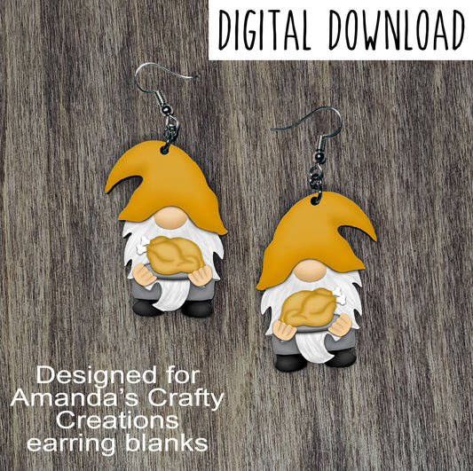 Turkey Gnome with Beer Sublimation Design, Hand drawn Gnome Sublimation earring design, digital download, JPG, PNG