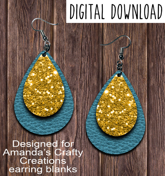 Turquoise Gold Chunk Teardrop Earring Sublimation Design, Hand drawn Teardrop Sublimation earring design, digital download, JPG, PNG