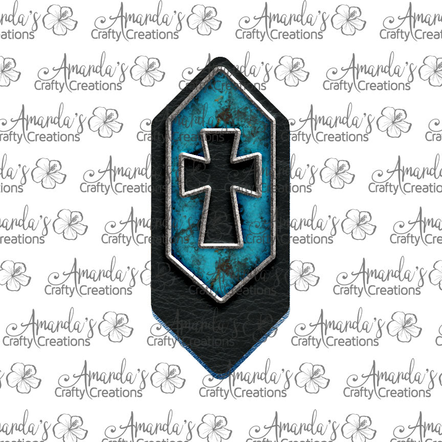 Black Turquoise Silver Cross Cutout Cascade Sublimation Earring Sublimation Design, Hand drawn Cascade Sublimation earring design, digital download, JPG, PNG