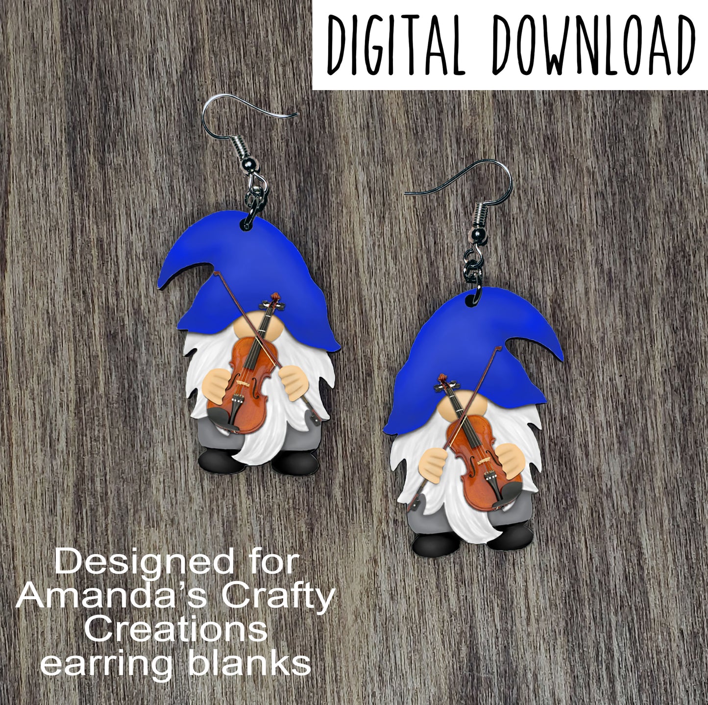 Violin Gnome Earring Sublimation Design, Hand drawn Gnome Sublimation earring design, digital download, JPG, PNG