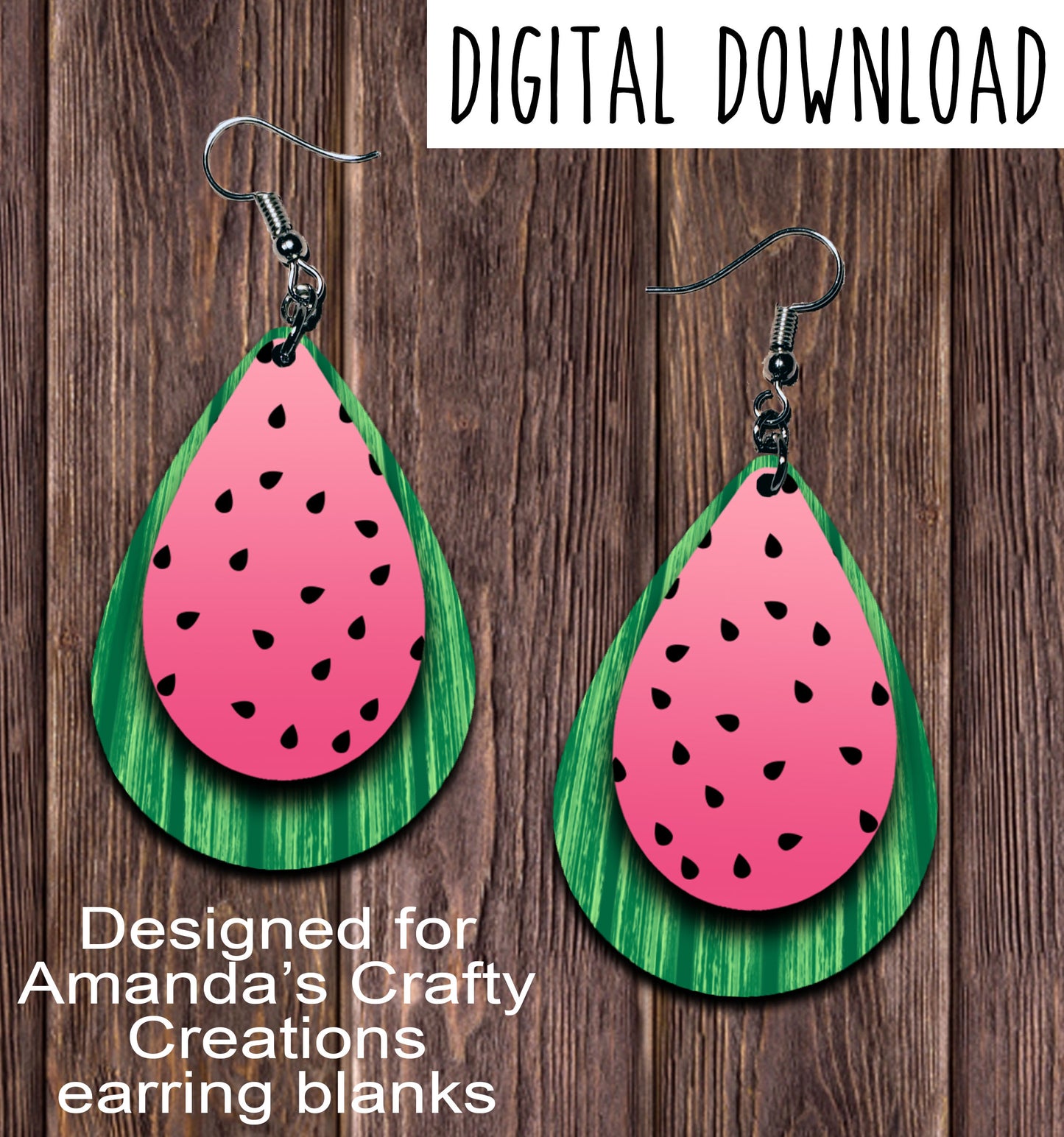 Watermelon Teardrop Earring Sublimation Design, Hand drawn Teardrop Sublimation earring design, digital download, JPG, PNG