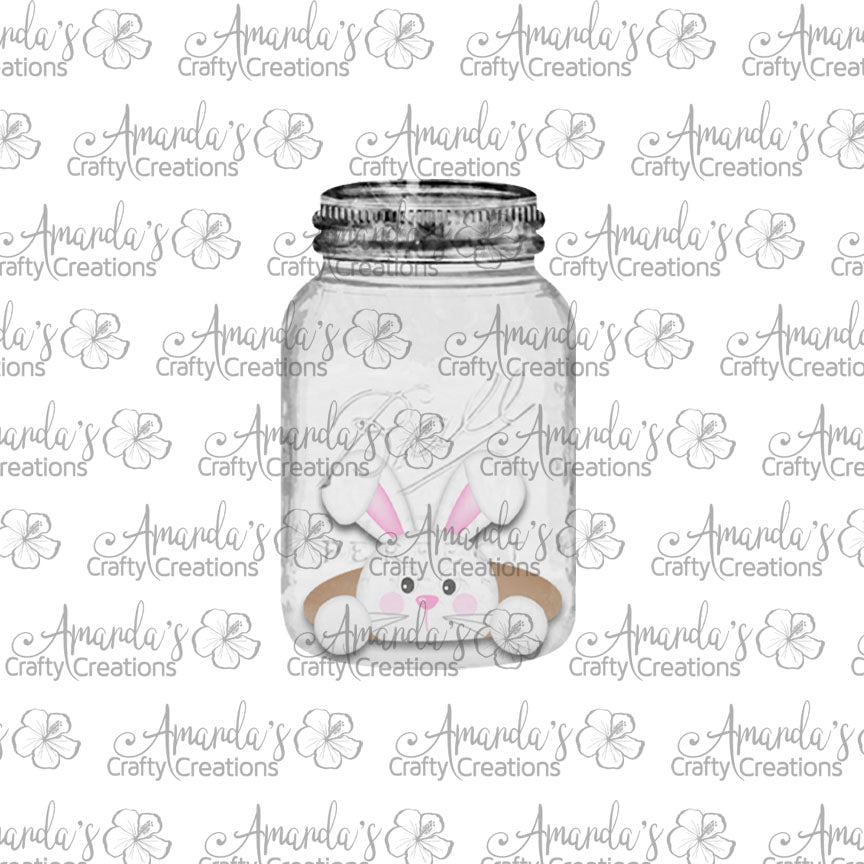 White Bunny Hole Mason Jar Earring Sublimation Design, Hand drawn Mason Jar Sublimation earring design, digital download, JPG, PNG