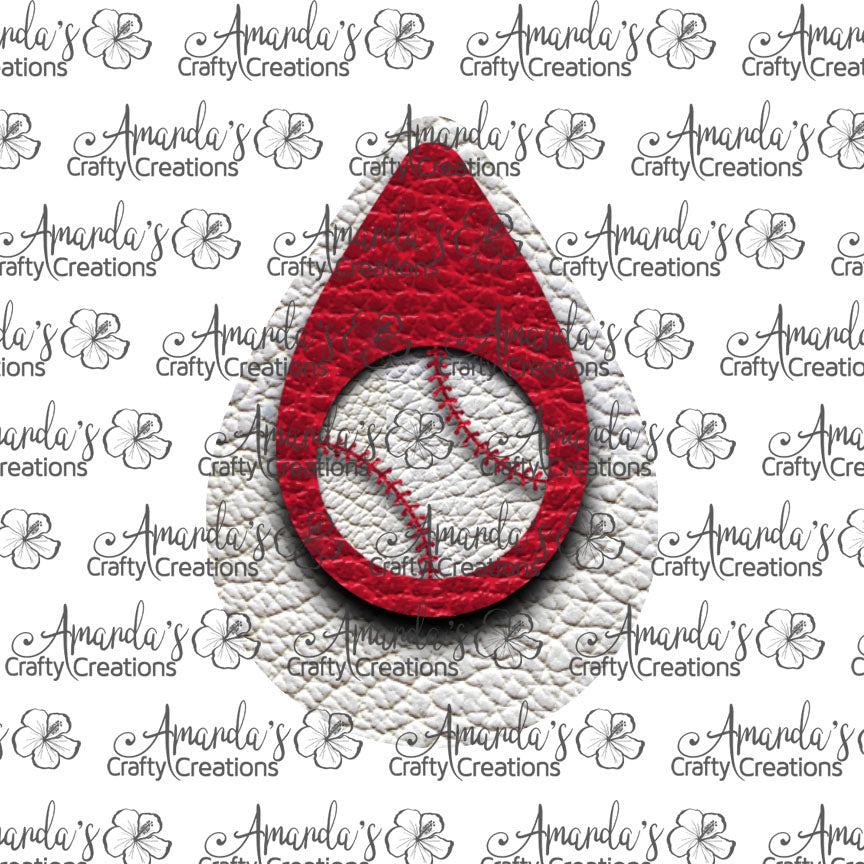 White Red Baseball Cut Out Teardrop Earring Sublimation Design, Hand drawn Teardrop Sublimation earring design, digital download, JPG, PNG
