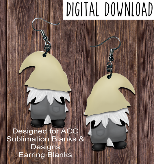 White Wine Back Gnome Earring Sublimation Design, Hand drawn Gnome Sublimation earring design, digital download, JPG, PNG